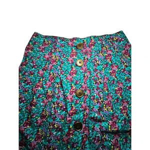 Cooperative Small Skirt Floral Cotton Button A Line Mini Boho Artsy Cottage
